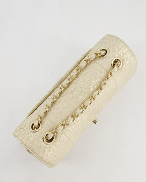 *SUPER RARE* Chanel Beige & Metallic Gold Small Classic Double Flap Bag in Varano Leather with Champagne Gold Hardware