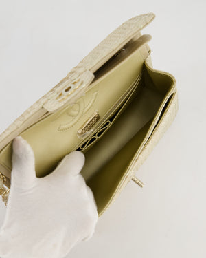 *SUPER RARE* Chanel Beige & Metallic Gold Small Classic Double Flap Bag in Varano Leather with Champagne Gold Hardware