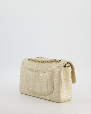 *SUPER RARE* Chanel Beige & Metallic Gold Small Classic Double Flap Bag in Varano Leather with Champagne Gold Hardware