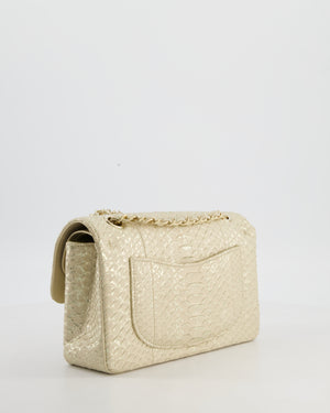 *SUPER RARE* Chanel Beige & Metallic Gold Small Classic Double Flap Bag in Varano Leather with Champagne Gold Hardware