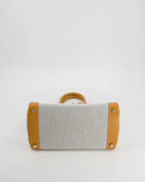 *RARE* Hermès Vintage Birkin 30 Retourne Toile Bag in Natural Sable Vache Naturelle Leather & Écru/Ciel Cross Toile Canvas with Palladium Hardware