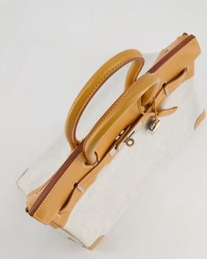 *RARE* Hermès Vintage Birkin 30 Retourne Toile Bag in Natural Sable Vache Naturelle Leather & Écru/Ciel Cross Toile Canvas with Palladium Hardware