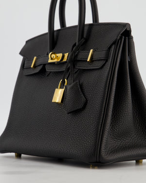 *HOT* Hermès Birkin 25 Retourne Bag in Noir Togo Leather with Gold Hardware