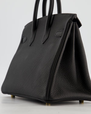 *HOT* Hermès Birkin 25 Retourne Bag in Noir Togo Leather with Gold Hardware