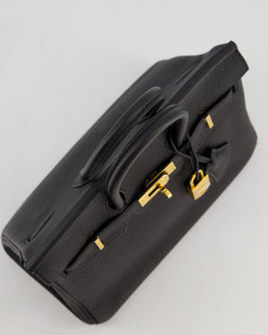 *HOT* Hermès Birkin 25 Retourne Bag in Noir Togo Leather with Gold Hardware