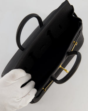 *HOT* Hermès Birkin 25 Retourne Bag in Noir Togo Leather with Gold Hardware