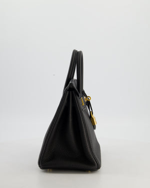 *HOT* Hermès Birkin 25 Retourne Bag in Noir Togo Leather with Gold Hardware