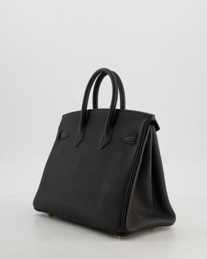 *HOT* Hermès Birkin 25 Retourne Bag in Noir Togo Leather with Gold Hardware