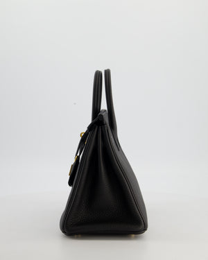*HOT* Hermès Birkin 25 Retourne Bag in Noir Togo Leather with Gold Hardware
