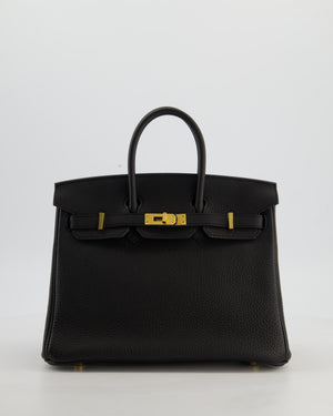 *HOT* Hermès Birkin 25 Retourne Bag in Noir Togo Leather with Gold Hardware