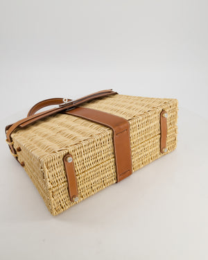 *RARE* Hermès Kelly 35 Picnic Bag in Fauve Barenia Leather and Osier Wicker with Palladium Hardware