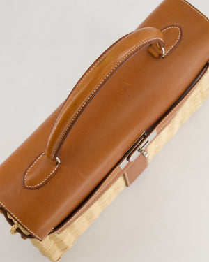 *RARE* Hermès Kelly 35 Picnic Bag in Fauve Barenia Leather and Osier Wicker with Palladium Hardware