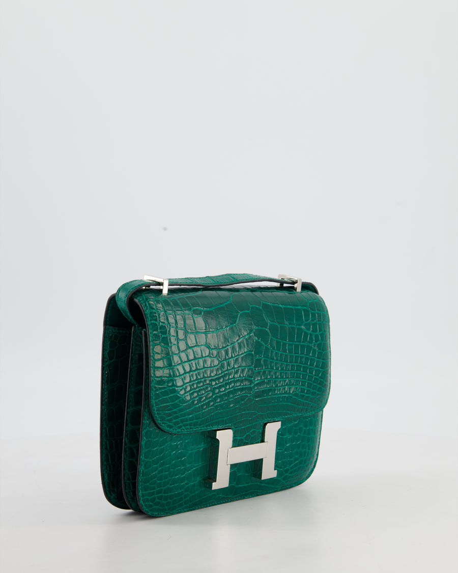 *HOT* Hermès Constance 18 Bag in Vert Bosphore Crocodile Porosus with Palladium Hardware