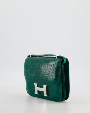 *HOT* Hermès Constance 18 Bag in Vert Bosphore Crocodile Porosus with Palladium Hardware