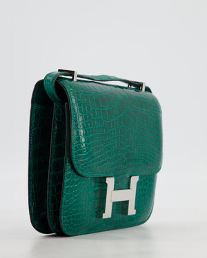 *HOT* Hermès Constance 18 Bag in Vert Bosphore Crocodile Porosus with Palladium Hardware