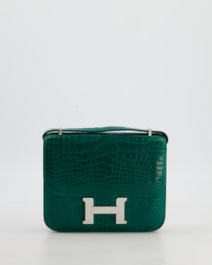 *HOT* Hermès Constance 18 Bag in Vert Bosphore Crocodile Porosus with Palladium Hardware