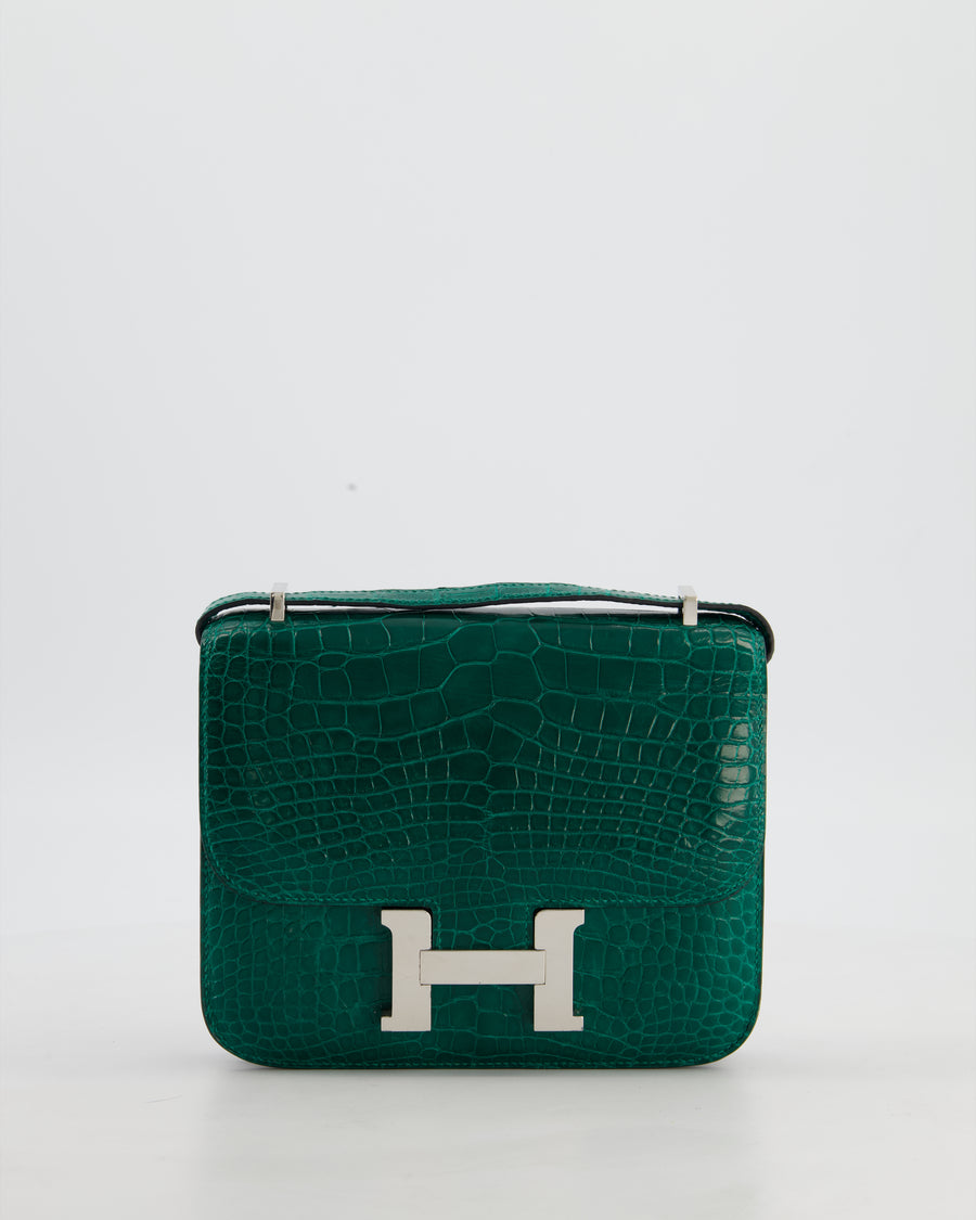 *HOT* Hermès Constance 18 Bag in Vert Bosphore Crocodile Porosus with Palladium Hardware