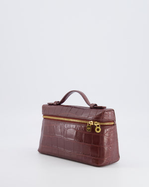 Loro Piana Extra Pocket L19 Bag in Burgundy Alligator Leather with Gold Hardware