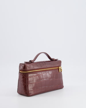 Loro Piana Extra Pocket L19 Bag in Burgundy Alligator Leather with Gold Hardware