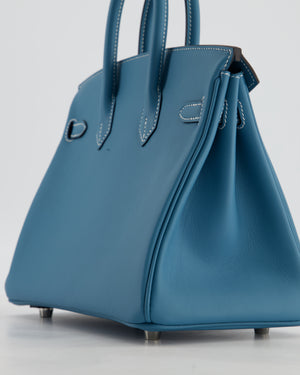 Hermès Birkin 25 Retourne Bag in Bleu Jean Swift Leather with Palladium Hardware