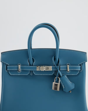 Hermès Birkin 25 Retourne Bag in Bleu Jean Swift Leather with Palladium Hardware