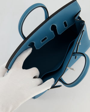 Hermès Birkin 25 Retourne Bag in Bleu Jean Swift Leather with Palladium Hardware