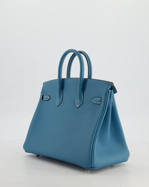 Hermès Birkin 25 Retourne Bag in Bleu Jean Swift Leather with Palladium Hardware
