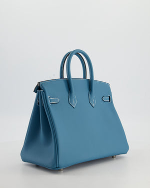 Hermès Birkin 25 Retourne Bag in Bleu Jean Swift Leather with Palladium Hardware