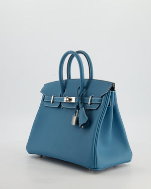 Hermès Birkin 25 Retourne Bag in Bleu Jean Swift Leather with Palladium Hardware
