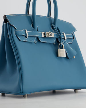 Hermès Birkin 25 Retourne Bag in Bleu Jean Swift Leather with Palladium Hardware