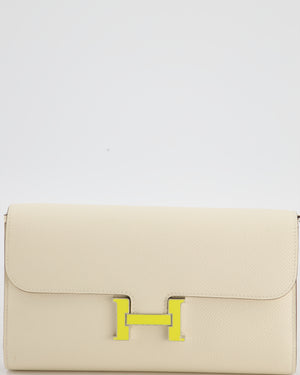 Hermès Constance To Go Bag in Nata Epsom Leather with Jaune Citron Enamel Hardware