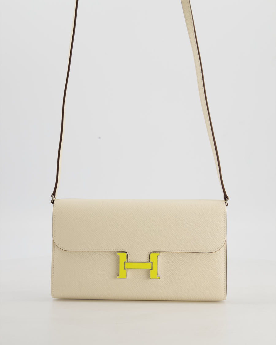 Hermès Constance To Go Bag in Nata Epsom Leather with Jaune Citron Enamel Hardware