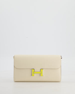 Hermès Constance To Go Bag in Nata Epsom Leather with Jaune Citron Enamel Hardware