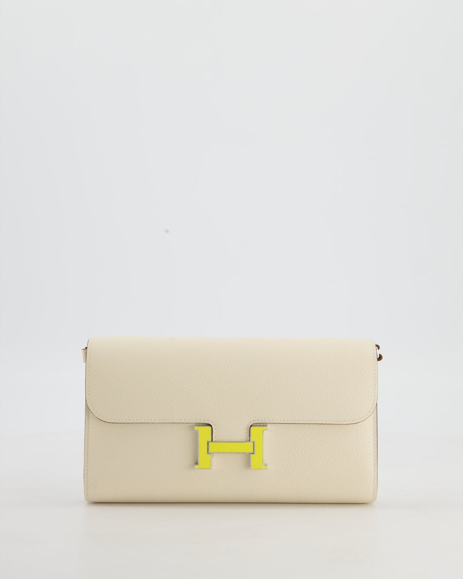 Hermès Constance To Go Bag in Nata Epsom Leather with Jaune Citron Enamel Hardware