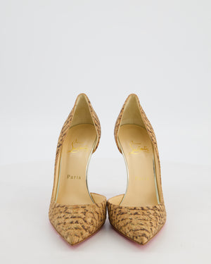 Christian Louboutin Gold Iriza Python Print Cork Heels Size EU 37.5