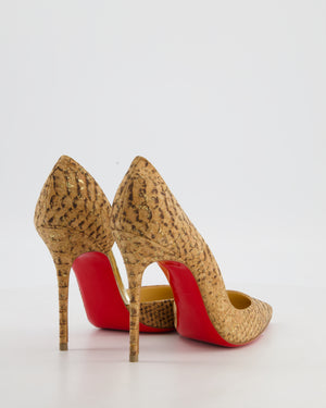 Christian Louboutin Gold Iriza Python Print Cork Heels Size EU 37.5