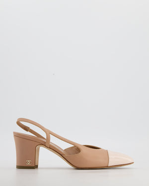 Chanel Blush, Cream Toe Leather Slingback Heels Size EU 37.5