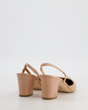 Chanel Blush, Cream Toe Leather Slingback Heels Size EU 37.5