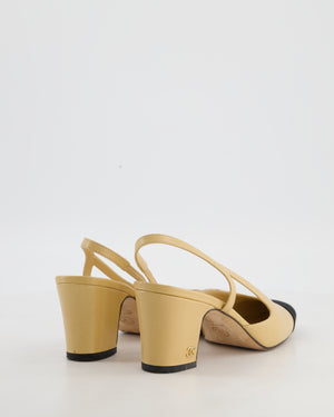 Chanel Classic Beige, Black Leather Sling Back Heels Size EU 37