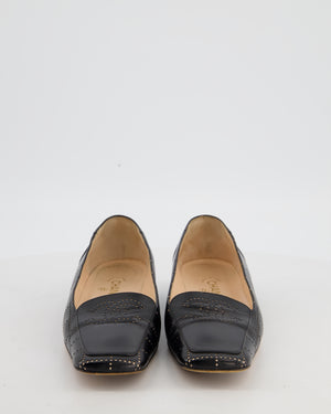 Chanel Black Vintage Interlocking CC Square Toe Loafers Size EU 39.5