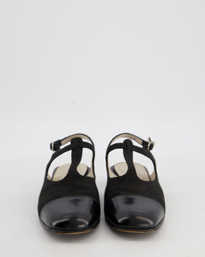 Chanel Mary Jane Slingback in Black Canvas with Black Leather Toe Size EU 39
