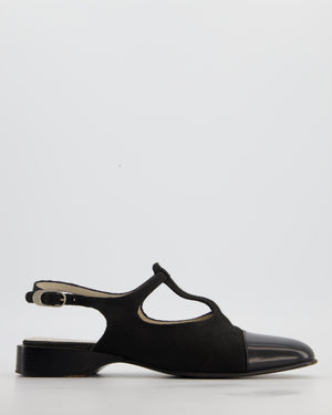 Chanel Mary Jane Slingback in Black Canvas with Black Leather Toe Size EU 39