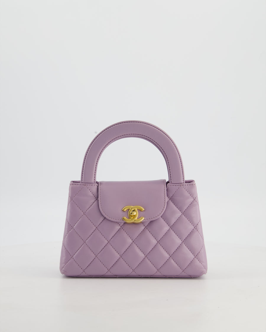 *HOT COLOUR* Chanel Lilac Small Mini Kelly Shopping Bag in Calfskin Leather with Brushed Gold Hardware