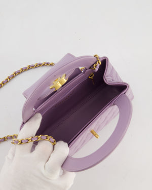 *HOT COLOUR* Chanel Lilac Small Mini Kelly Shopping Bag in Calfskin Leather with Brushed Gold Hardware