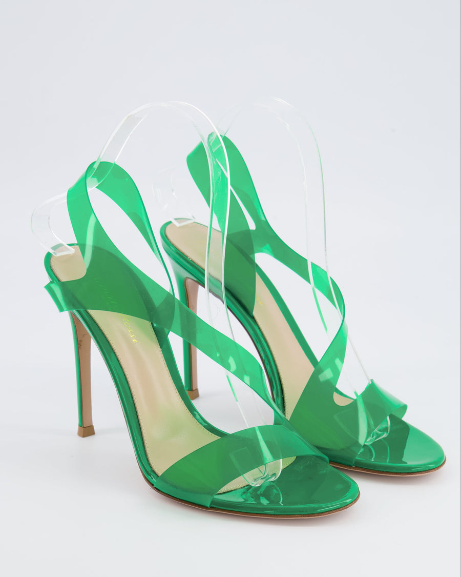 Gianvito Rossi Green PVC Metropolis Heeled Sandals Size EU 38.5 RRP £695