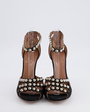 Alaia Black Suede La Bombe 90 Heeled Sandals with Silver Studs Size EU 39 RRP £1,050