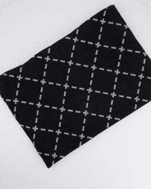 Chanel Grey and Black Wool Blanket, with Pouch and Eye Mask Set with CC Logo Prints