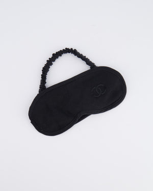 Chanel Grey and Black Wool Blanket, with Pouch and Eye Mask Set with CC Logo Prints