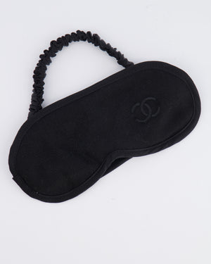 Chanel Grey and Black Wool Blanket, with Pouch and Eye Mask Set with CC Logo Prints