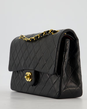 Chanel Black Vintage Medium Classic Double Flap Bag in Lambskin Leather with Gold Hardware